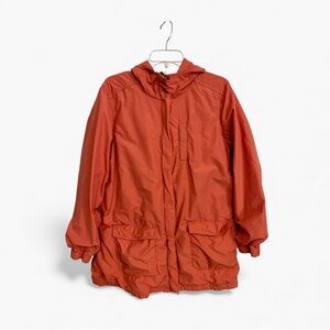 Eileen Fisher Anorak Jacket Organic Cotton Nylon Hooded Orange Women’s Large